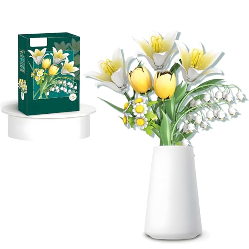 DrmBeyd Lilie Bouquet Bauset, Künstliche Blumen Botanische Sammlung Klemmbausteine Blumen für Erwachsene, Deko Geschenke für Frauen Mädchen, Kompatibel mit L***, Vase Nicht Inbegriffen von DrmBeyd