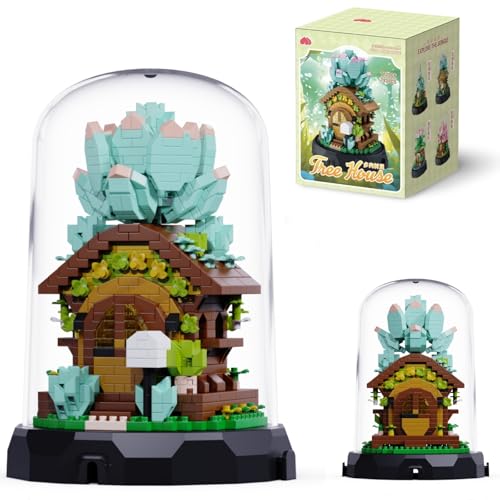 DrmBeyd Pflanzen Bonsai Bausteine Set mit Schutzhülle, Mini Micro Sukkulenten Baumhaus Bausteine, 793 Teile Baumhaus Mikro Baustein Botanisch Sammlungs, Geschenk für Erwachsene und Jugendliche von DrmBeyd