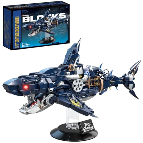DrmBeyd STEM Technik Hai Bausteine Spielzeug, 641 Teile Meerestier Bausteine Modell mit Ständer, Kreative Hai Klemmbausteine Spielset, Geschenkidee für Erwachsene Kinder DrmBeyd STEM Technik Hai Bausteine Spielzeug, 641 Teile Meerestier Bausteine Modell mit Ständer, Kreative Hai Klemmbausteine Spielset, Geschenkidee für Erwachsene Kinder von DrmBeyd