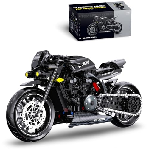 DrmBeyd Technik 1:8 Motorrad Bausteine für Yamah Motorrad, 538 Teile Supermotorrad Klemmbausteine Modellbausatz, Kompatibel mit L***, Geschenk für Erwachsene und Jungen von DrmBeyd