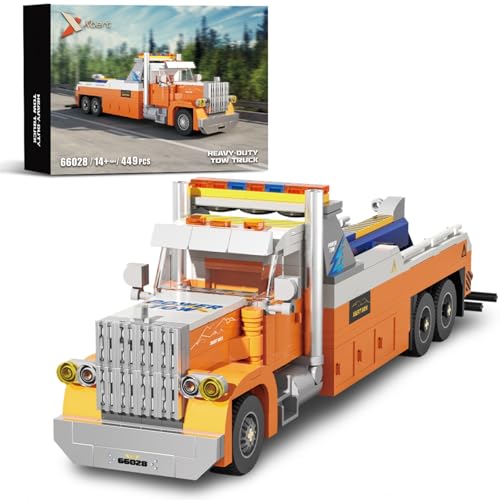 DrmBeyd Technik LKW Bausteine Set, Amerikanischer Anhänger LKW Klemmbausteine Kit Toy, 449 Teile Straßen Lastwagen Bausteine Bausatz Spielzeug, Geschenk für Erwachsene und Kinder von DrmBeyd