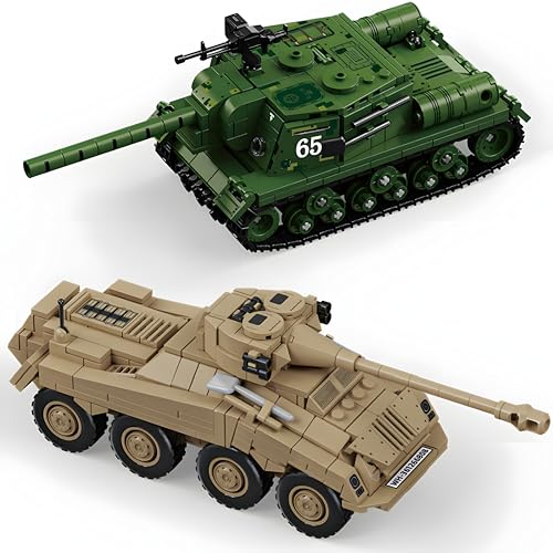DrmBeyd Technik Militär Panzer Bausteine Set, 964 Teile SD KFZ 234 Armored & Cannon ISU-152 Modell, Zweierpack Militär Klemmbausteine für Erwachsene, Geschenke für Militär Enthusiasten DrmBeyd Technik Militär Panzer Bausteine Set, 964 Teile SD KFZ 234 Armored & Cannon ISU-152 Modell, Zweierpack Militär Klemmbausteine für Erwachsene, Geschenke für Militär Enthusiasten von DrmBeyd