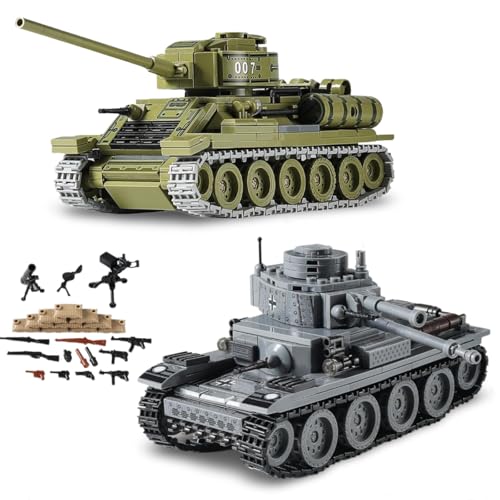 DrmBeyd Technik WWII Panzer Bausteine Set, Mittlerer Panzer T-34 & Deutscher 38T Panzer Klemmbausteine, 1008 Teile Militär Panzer Bausteine Spielzeug, Geschenke für Militärliebhaber und Jungen DrmBeyd Technik WWII Panzer Bausteine Set, Mittlerer Panzer T-34 & Deutscher 38T Panzer Klemmbausteine, 1008 Teile Militär Panzer Bausteine Spielzeug, Geschenke für Militärliebhaber und Jungen von DrmBeyd