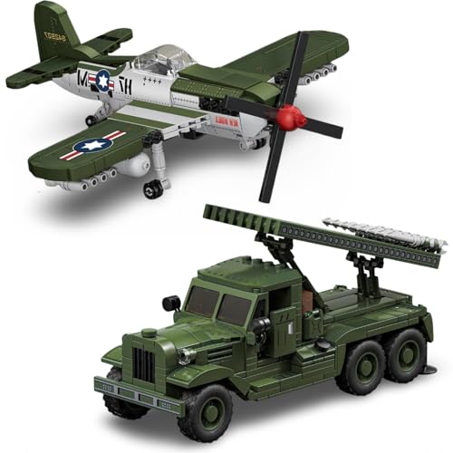 DrmBeyd WW2 Militär Bausteine Set, P-51 Fighter & BM-13 Raketenwerfer Modell, 1044 Teile Militär Klemmbausteine, Kreative Geschenke für Militärische Enthusiasten und Jungen DrmBeyd WW2 Militär Bausteine Set, P-51 Fighter & BM-13 Raketenwerfer Modell, 1044 Teile Militär Klemmbausteine, Kreative Geschenke für Militärische Enthusiasten und Jungen von DrmBeyd