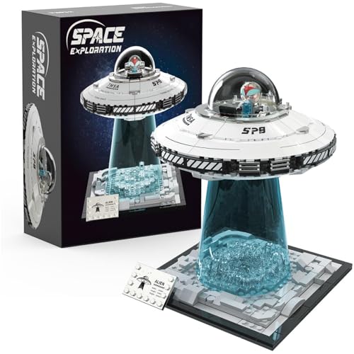 DrmBeyd Weltraum UFO Raumschiff Bausteine Set, Kreative UFO Schiff Baustein Modell, Sci-Fi Raumschiff Bausteine Kits für Animation Fans, Dekor Geschenk für Erwachsene und Jungen Mädchen von DrmBeyd