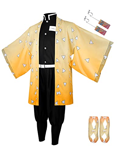 Drofe Tanjirou Zenitsu Cosplay Kostüm Japanischer Anime Kimono Outfit Halloween, gelb, XXL Drofe Tanjirou Zenitsu Cosplay Kostüm Japanischer Anime Kimono Outfit Halloween, gelb, XXL von Drofe