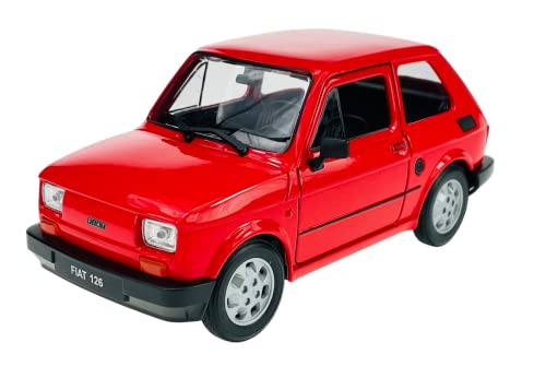 Welly FIAT 126 Rot Polski FIAT 126p 1972-2000 1/21 Modell Auto Die Cast Neu im Kasten von Guoml