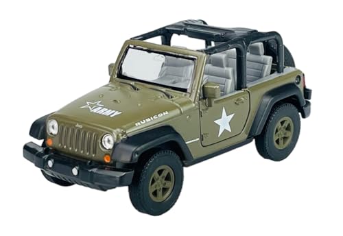 Welly Jeep Wrangler Rubicon JK Cabrio Offen Grün Militär 2007-2018 1/34-1/39 Metal Modell Auto Die Cast Neu im Kasten von Dromader