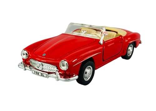 Welly Mercedes-Benz 190SL W121 Cabrio Offen Rot 1955-1963 1/34-1/39 Metal Modell Auto Die Cast Neu im Kasten von Dromader