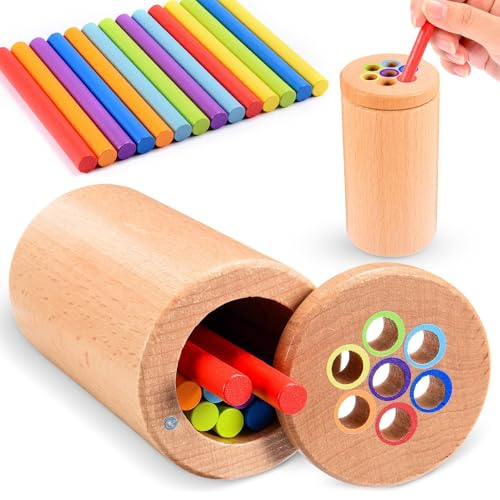 Dromlag Montessori Spielzeug ab 1 2 3 Jahre,Steckspiel ab 1 2 3 Jahr Holz Farbe Sortierspielzeug Holzspielzeug ab 1 2 3 Jahr Montessori Spielzeug Baby Spielzeug 1 Jahr Sensorik Spielzeug Baby von Dromlag