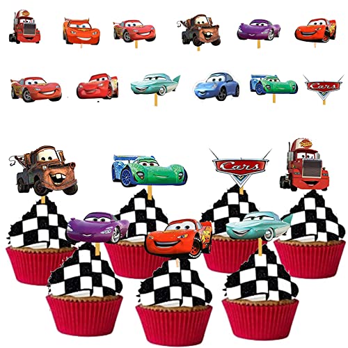 48 Stücke Auto Tortendeko Muffin Deko Geburtstag Cupcake Toppers Set Kuchen Dekoration Junge Cake Topper für Kinder von Drookaen