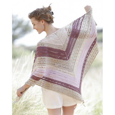 Addiena by DROPS Design - Häkelmuster mit Kit Tuch mit Fächer- und Spitzenmuster 176x88cm von Drops - Garnstudio