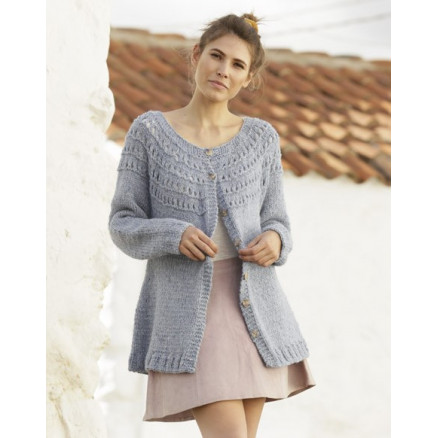April Showers Jacket by DROPS Design - Strickmuster mit Kit Jacke lang Größen S - XXXL von Drops - Garnstudio