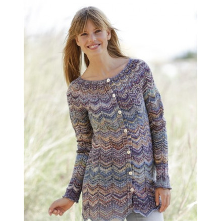 At Sundown Cardigan by DROPS Design - Strickmuster mit Kit Jacke mit zickzack Yoke Größen S/M - XXL/XXXL von Drops - Garnstudio