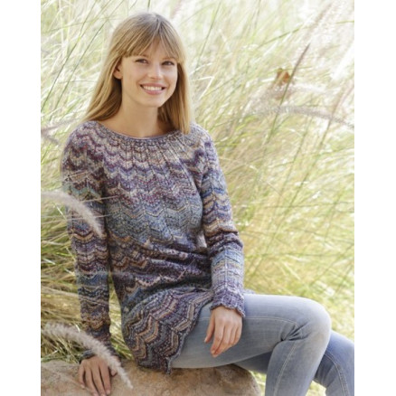 At Sundown by DROPS Design - Strickmuster mit Kit Pullover mit Zickzack-Yoke Größen S-XXXL von Drops - Garnstudio