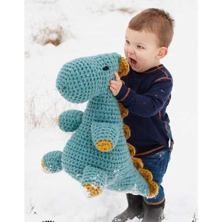 Dino Cuddles by DROPS Design - Dino-Häkelmuster 48x48 cm von Drops - Garnstudio