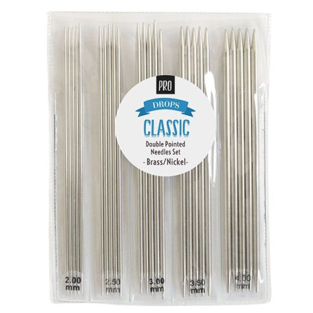Drops Pro Classic Strumpfstricknadel Set Messing 5 Paar 15cm 2-4mm von Drops - Garnstudio