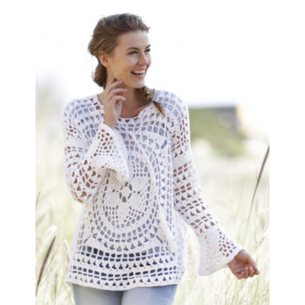 Janis by DROPS Design - Häkelmuster mit Kit Pullover mit Spitzenmuster Größen S - XXXL Janis by DROPS Design - Häkelmuster mit Kit Pullover mit Spitzenmuster Größen S - XXXL von Drops - Garnstudio