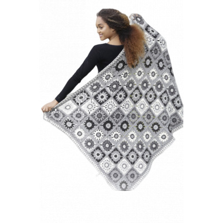 Margarita by DROPS Design - Decke mit gehäkelten Quadraten 140x96cm von Drops - Garnstudio