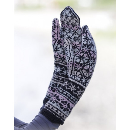 Moonflower Mittens by DROPS Design - Strickmuster mit Kit Fäustlinge mit nordischem Muster Einheitsgröße von Drops - Garnstudio