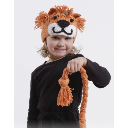Nala by DROPS Design - Häkelmuster mit Kit Löwenkopf-Stirnband und geflochtener Löwenschwanz Größen 1-10 Jahre von Drops - Garnstudio