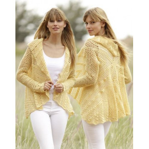 Oasis by DROPS Design - Häkelvorlage mit Kit Rundstrickjacke mit Spitz - Large/X-Large von Drops - Garnstudio