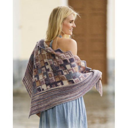 Piece by Piece by DROPS Design - Strickmuster mit Kit Tuch mit Oberflächenstruktur 170x78cm von Drops - Garnstudio