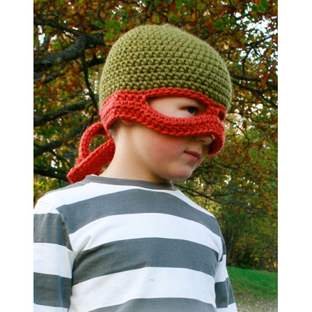 Pizza Ninja by DROPS Design - Ninja-Mütze Häkelmuster mit Kit Größen 1/2 Jahre - 7/8 Jahre von Drops - Garnstudio