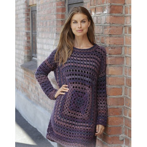 Squared Pflaume by DROPS Design - Häkelmuster mit Kit Tunika Größen S - XX-Large von Drops - Garnstudio
