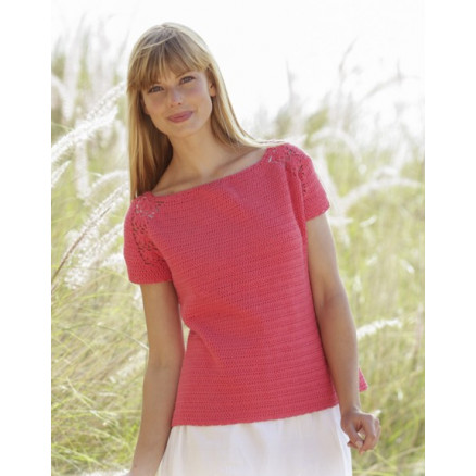 Warm Apricot by DROPS Design - Häkelmuster mit Kit Top mit Spitzenmuster Größen S - XXXL Warm Apricot by DROPS Design - Häkelmuster mit Kit Top mit Spitzenmuster Größen S - XXXL von Drops - Garnstudio