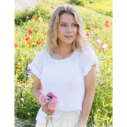 White Roses Top by DROPS Design - Top Strickmuster Größe. S - XXXL von Drops - Garnstudio