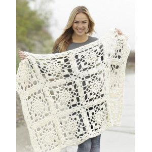 Winter Crystal by DROPS Design - Häkelmuster mit Kit Decke mit Quadrat - 80x104 cm von Drops - Garnstudio