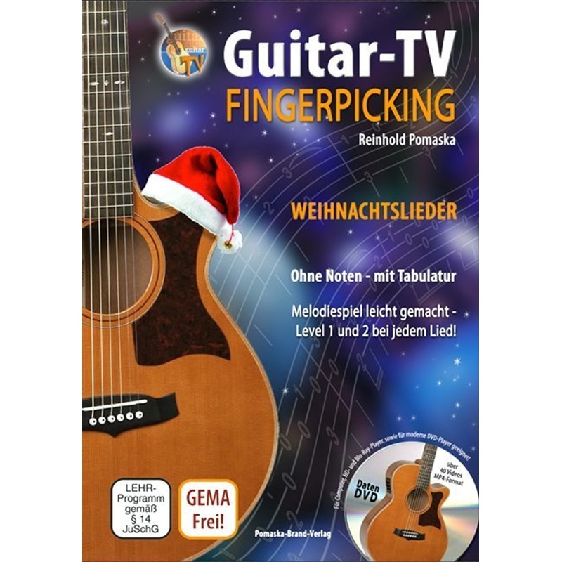 Guitar-TV: Fingerpicking - Weihnachtslieder (mit DVD), m. 1 DVD-ROM von Druck und Verlag Pomaska-Brand