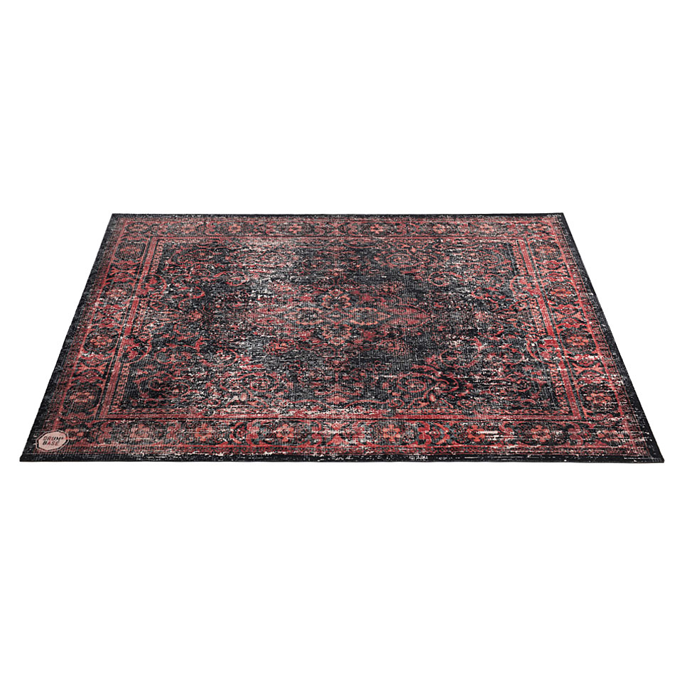 DrumNBase 185 x 160 cm Vintage Drum Mat Black Red Drum Zubehör von DrumNBase