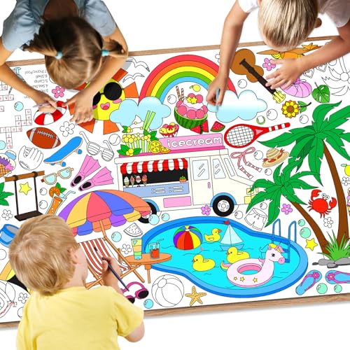Riesiges Malposter für Kinder, 88,9 x 183,9 cm, vielseitige Sommeraktivität, Zeichenpapier, Maltischdecke, DIY-Pool, Sonne, Grill-Poster, Tischabdeckung, Kinder-Kunsthandwerk, Malmatte Riesiges Malposter für Kinder, 88,9 x 183,9 cm, vielseitige Sommeraktivität, Zeichenpapier, Maltischdecke, DIY-Pool, Sonne, Grill-Poster, Tischabdeckung, Kinder-Kunsthandwerk, Malmatte von Drunze