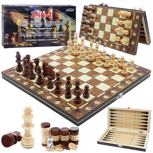 Druuzyl Schachspiel aus Holz 3 in 1 Schachspiel Magnetisch, Faltbares Magnetisches 29 x 29 cm Schach- und Damespiel für Party, Familienaktivitäten, Schach für Kinder Druuzyl Schachspiel aus Holz 3 in 1 Schachspiel Magnetisch, Faltbares Magnetisches 29 x 29 cm Schach- und Damespiel für Party, Familienaktivitäten, Schach für Kinder von Druuzyl