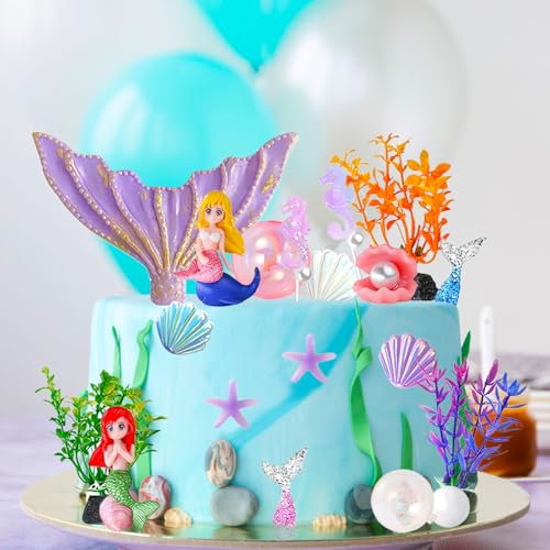 Meerjungfrau Geburtstag Deko 19 Stück Cute Tortendeko Meerjungfrau Kuchen Deko Torten Mädchen, Ozean Theme Tortendeko für Mädchen Junge Party Torten Meerjungfrau Geburtstag Deko 19 Stück Cute Tortendeko Meerjungfrau Kuchen Deko Torten Mädchen, Ozean Theme Tortendeko für Mädchen Junge Party Torten von Druuzyl