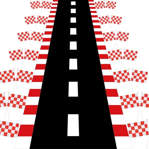 Drydiet 4,5 m lange Rennstrecken-Bodenlaufmatte, Laufmatte, Party-Dekoration, Matte, inklusive 12 karierten Rennflaggen für Rennwagen, Geburtstagsparty-Zubehör Drydiet 4,5 m lange Rennstrecken-Bodenlaufmatte, Laufmatte, Party-Dekoration, Matte, inklusive 12 karierten Rennflaggen für Rennwagen, Geburtstagsparty-Zubehör von Drydiet