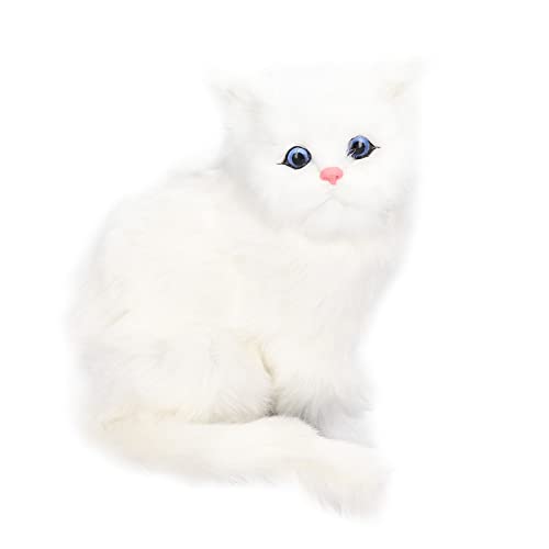 Dsacxixai Simulation Kleiner pelziges weißes Plüsch realistisches Katze Weichspielzeug mit Sprachantwort Home Office Regal Autokatze Dekorative Statue Ragdoll Katze von Dsacxixai