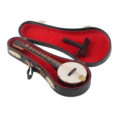 Miniatur-Banjo-Modell, lebensechtes Zubehör mit Halterung, Aufbewahrungsbox für Geschenke, Spielzeug, Dekoration Miniatur-Banjo-Modell, lebensechtes Zubehör mit Halterung, Aufbewahrungsbox für Geschenke, Spielzeug, Dekoration von Dsacxixai