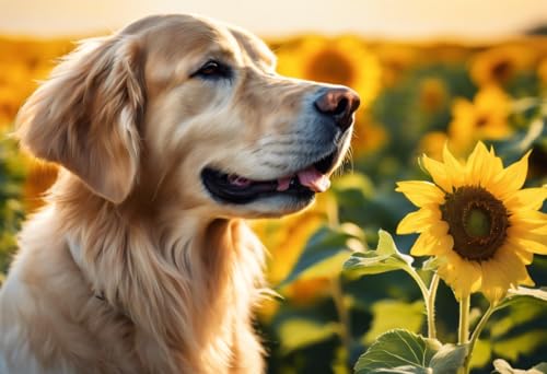 1000 Teile Puzzle für Erwachsene, herausforderndes Puzzle – Sommer-Sonnenblumen Golden Retriever – Puzzles für Jugendliche und Kinder, um ihr Gehirn zu trainieren, Holzpuzzle 1000 Teile Puzzle für Erwachsene, herausforderndes Puzzle – Sommer-Sonnenblumen Golden Retriever – Puzzles für Jugendliche und Kinder, um ihr Gehirn zu trainieren, Holzpuzzle von Dsawqezh