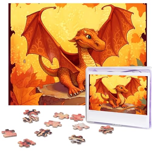1000 Teile Puzzle für Erwachsene, orangefarbenes Cartoon-Drachen-Bild, Puzzle, individuelle Puzzles aus Fotos, Urlaub, einzigartige Geschenke für Wandkunst, Herausforderungspuzzle, Lernspiele, von Dsawqezh