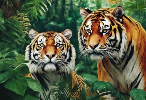 1000 Teile herausforderndes Puzzle für Erwachsene, Familienurlaubspuzzle, Tiger im Dschungel, Holzpuzzle zum Selbermachen, Familienunterhaltung, interaktives lustiges Puzzle, Geschenke, Kunst, von Dsawqezh