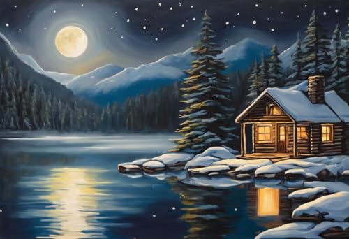 Lern-Pädagogische Puzzles, Mondschein-Kabine, Seeblick, Malerei, gemütliche Hütte, stille Nacht, 1000 Teile, Puzzle-Spaß und herausfordernde Gehirnübung für Puzzle-Enthusiasten Lern-Pädagogische Puzzles, Mondschein-Kabine, Seeblick, Malerei, gemütliche Hütte, stille Nacht, 1000 Teile, Puzzle-Spaß und herausfordernde Gehirnübung für Puzzle-Enthusiasten von Dsawqezh