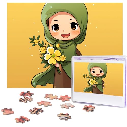 Puzzle 1000 Teile Personalisiertes Puzzle für Erwachsene Cartoon Muslimisches Mädchen Bilderpuzzle Benutzerdefinierte Puzzles aus Fotos Holzpuzzle Klassisches Puzzle für Familie Hochzeit Geburtstag von Dsawqezh