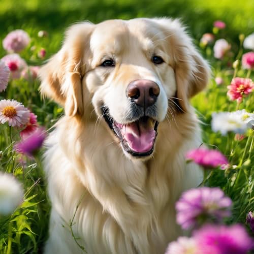 Puzzle für Erwachsene, 1000 Teile, Golden Retriever im Garten, Puzzles für Jugendliche und Kinder, um ihr Gehirn zu trainieren, Holzpuzzle von Dsawqezh
