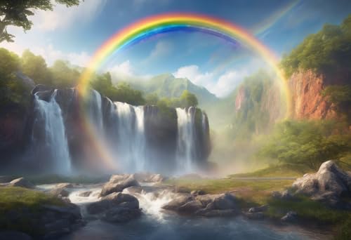 Puzzle für Erwachsene, 1000 Teile, Regenbogen über dem Wasserfall, Urlaub, einzigartige Geschenke für Wandkunst, Herausforderungspuzzle, Lernspiele, Familienpuzzles von Dsawqezh