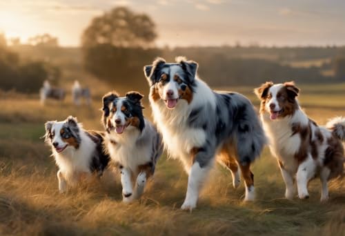 Puzzle für Erwachsene, Australische Schäferhunde, Holzpuzzles für Erwachsene, 1000 Teile, einzigartige Geschenke für Wandkunst, Herausforderungspuzzles, Lernspiele, Familienpuzzles von Dsawqezh