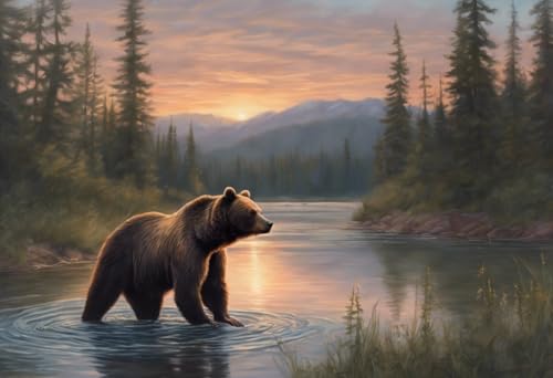 Puzzle für Erwachsene 1000 Teile Bären am Fluss Puzzle für Erwachsene, jedes Stück ist einzigartig, perfektes Familien-Freizeitgeschenk & Geschenke - Puzzles Sammlerstücke von Dsawqezh