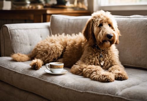 Puzzle für Erwachsene - Goldendoodle-Hunde-Kaffee - Holzpuzzles für Erwachsene, 1000 Teile, einzigartige Geschenke für Wandkunst, Herausforderungspuzzles, Lernspiele, Familienpuzzles von Dsawqezh